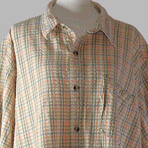 RedHead Men's Seersucker Short Sleeve Button-Down Shirt Size 2XL (C489)